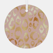 ヒョウの皮、バラ金ゴールドテクスチャ ガラスオーナメント (裏面)