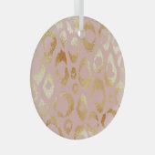 ヒョウの皮、バラ金ゴールドテクスチャ ガラスオーナメント (正面右)