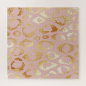 ヒョウの皮、バラ金ゴールドテクスチャ ジグソーパズル (横)