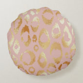 ヒョウの皮、バラ金ゴールドテクスチャ ラウンドクッション (裏面)