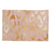 ヒョウの皮、バラ金ゴールドテクスチャ 枕カバー (裏面)