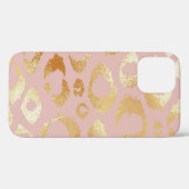 ヒョウの皮、バラ金ゴールドテクスチャ Case-Mate iPhoneケース (裏面 (横))