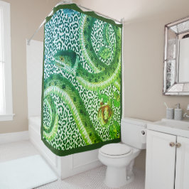 ヒョウの緑のヘビ シャワーカーテン