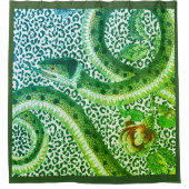 ヒョウの緑のヘビ シャワーカーテン (正面)