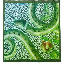 ヒョウの緑のヘビ シャワーカーテン