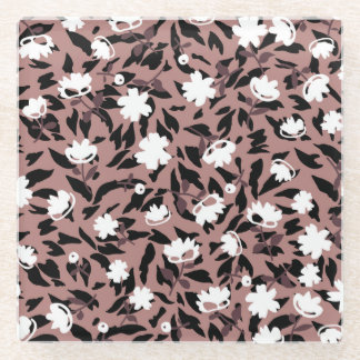 ヒョウの背景の花のパターン。 ガラスコースター