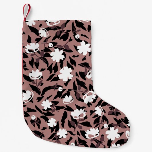 ヒョウの背景の花のパターン。 スモールクリスマスストッキング (正面)