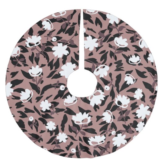 ヒョウの背景の花のパターン。 ブラッシュドポリエステルツリースカート (正面)