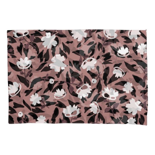 ヒョウの背景の花のパターン。 枕カバー (正面)