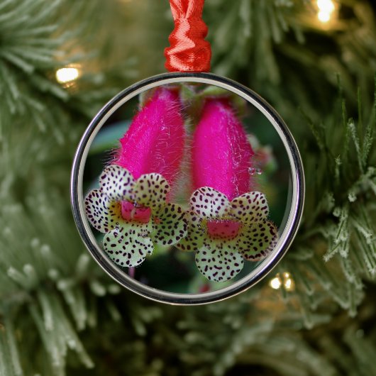 ヒョウの花のデザイン メタルオーナメント (ツリー)