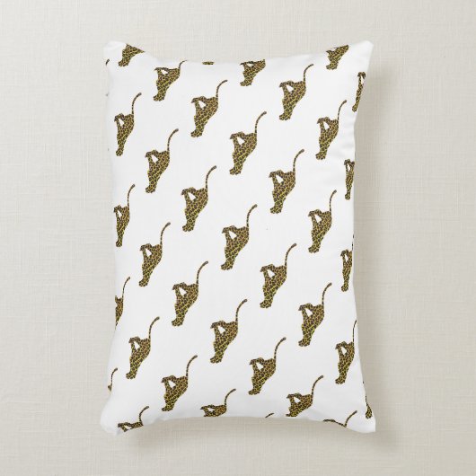 ヒョウの茶色と黄色のシルエット アクセントクッション (正面(垂直))