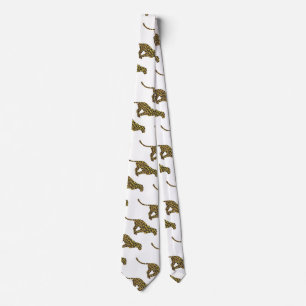ヒョウの茶色と黄色のシルエット ネクタイ