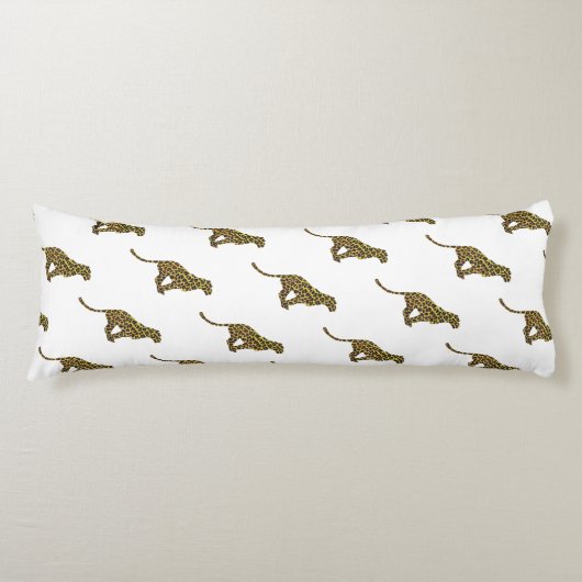 ヒョウの茶色と黄色のシルエット ボディピロー (正面)