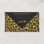 ヒョウの茶色と黄色のモノグラム 名刺 (裏面)