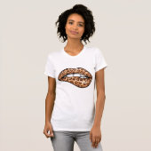 ヒョウの茶色の斑点チーター柄の唇Tシャツ Tシャツ (正面フル)