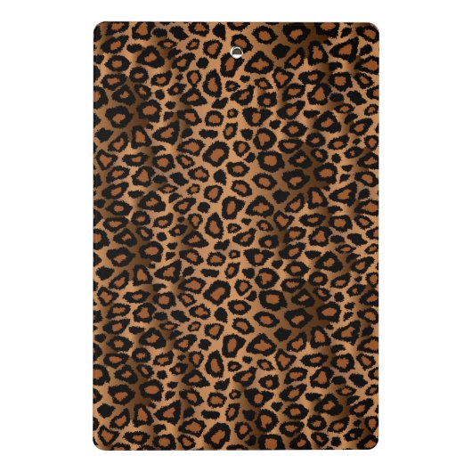 ヒョウの茶色の皮のパターンとピンクのグリッター ミニクリップボード (裏面)