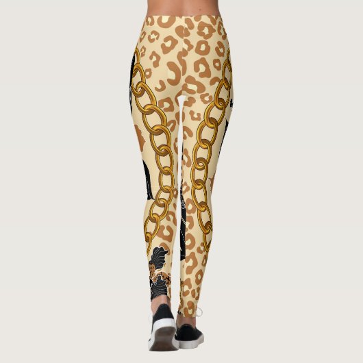 ヒョウの蘭の熱帯シームレスパターン レギンス (裏面)