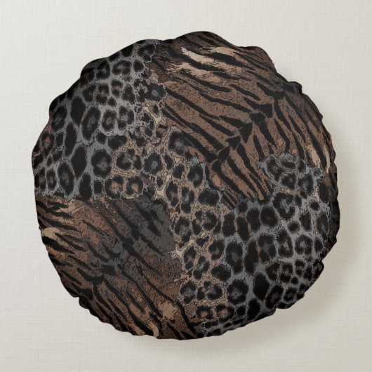 ヒョウの虎の皮のトレンディー丸い枕 ラウンドクッション (裏面)