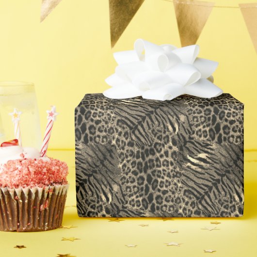 ヒョウの虎の皮トレンディー包装紙 ラッピングペーパー (誕生日パーティー)