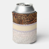 ヒョウの虎の皮ピンクのダイヤモンドグリッター結晶 缶クーラー (缶裏面)