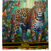 ヒョウの視線：熱帯運動 シャワーカーテン (正面)