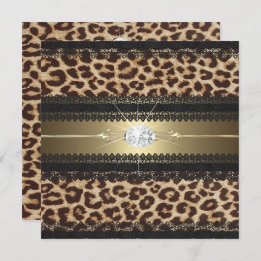 ヒョウの誕生日のパーティの招待状 招待状 (正面/裏面)