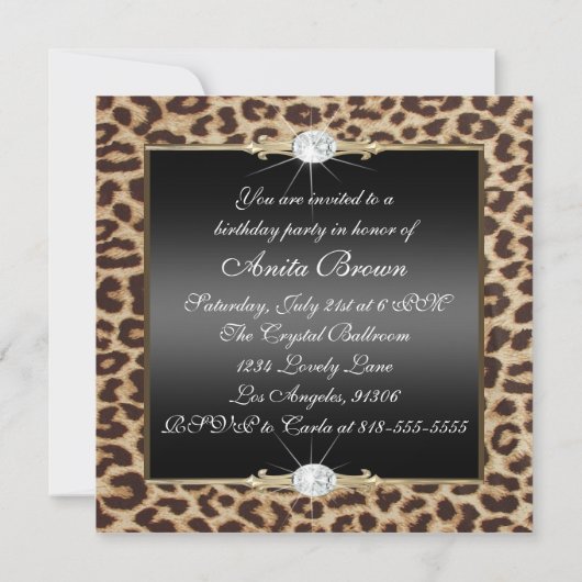 ヒョウの誕生日のパーティの招待状 招待状 (裏面)
