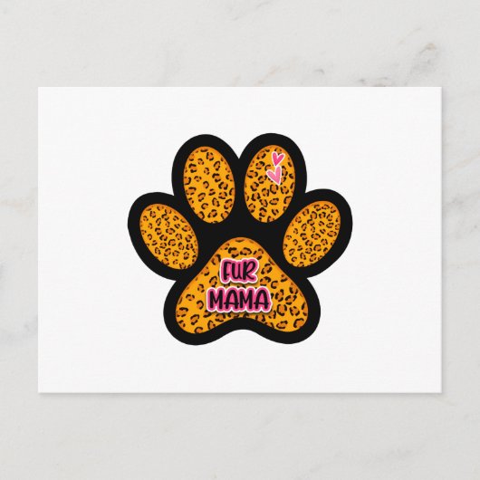ヒョウの足プリントファーママドッグ猫好き ポストカード (正面)