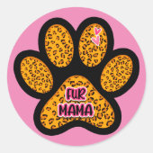 ヒョウの足プリントファーママドッグ猫好き ラウンドシール (正面)