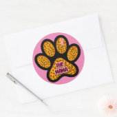 ヒョウの足プリントファーママドッグ猫好き ラウンドシール (封筒)