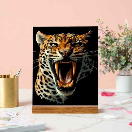 ヒョウの轟音による攻撃頭部 アクリルサイン (ウェディング)