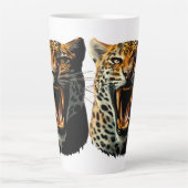 ヒョウの轟音による攻撃頭部 カフェラテマグ (正面)