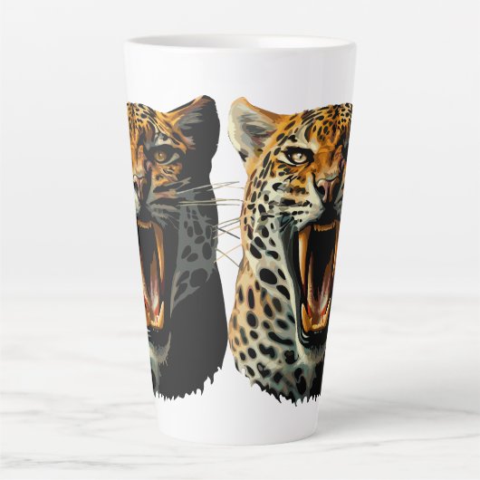 ヒョウの轟音による攻撃頭部 カフェラテマグ (正面)