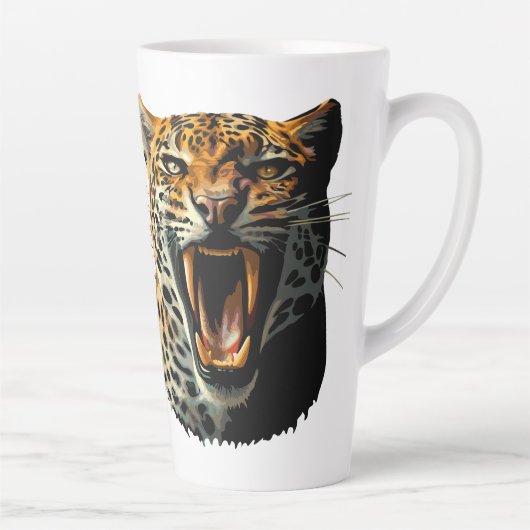 ヒョウの轟音による攻撃頭部 カフェラテマグ (右)