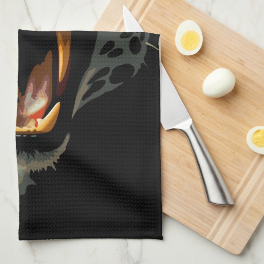 ヒョウの轟音による攻撃頭部 キッチンタオル (四つ折り)
