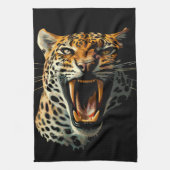 ヒョウの轟音による攻撃頭部 キッチンタオル (縦)