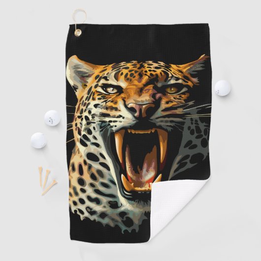 ヒョウの轟音による攻撃頭部 ゴルフタオル (インサイチュ)