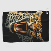 ヒョウの轟音による攻撃頭部 ゴルフタオル (横)