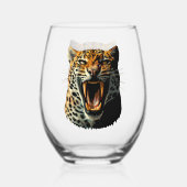 ヒョウの轟音による攻撃頭部 ステムなしワイングラス (裏面)