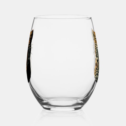 ヒョウの轟音による攻撃頭部 ステムなしワイングラス (右)