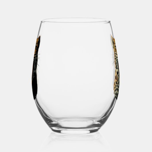 ヒョウの轟音による攻撃頭部 ステムなしワイングラス (左)