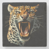 ヒョウの轟音による攻撃頭部 ストーンコースター (正面)