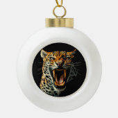 ヒョウの轟音による攻撃頭部 セラミックボールオーナメント (正面)
