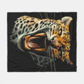 ヒョウの轟音による攻撃頭部 フリースブランケット (正面(横))