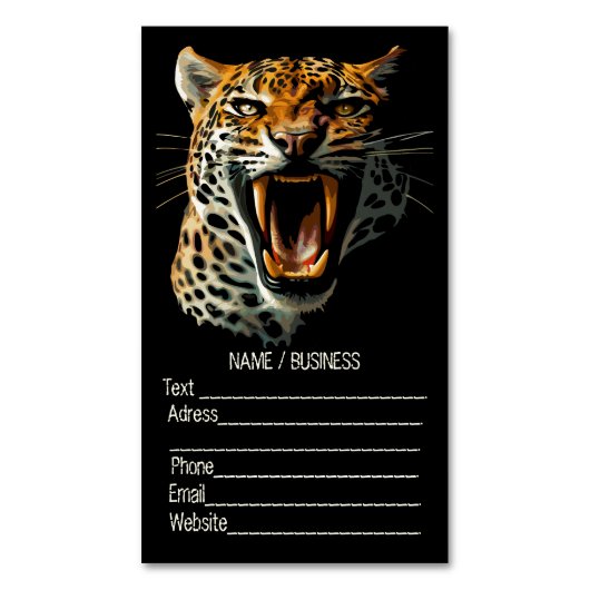 ヒョウの轟音による攻撃頭部 マグネット名刺 (正面縦)