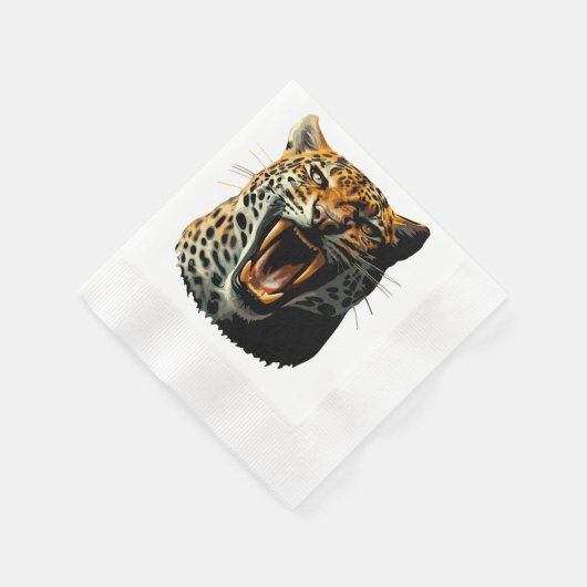 ヒョウの轟音による攻撃頭部 縁ありカクテルナプキン (角)