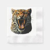 ヒョウの轟音による攻撃頭部 縁ありカクテルナプキン (正面)