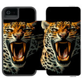 ヒョウの轟音による攻撃頭部 INCIPIO iPhoneウォレットケース (フォリオ Open)