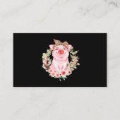 ヒョウの鉢巻きの花かわいい豚 名刺 (正面)