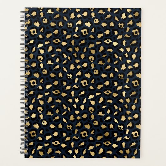 ヒョウの青と金ゴールド プランナー手帳 (正面)